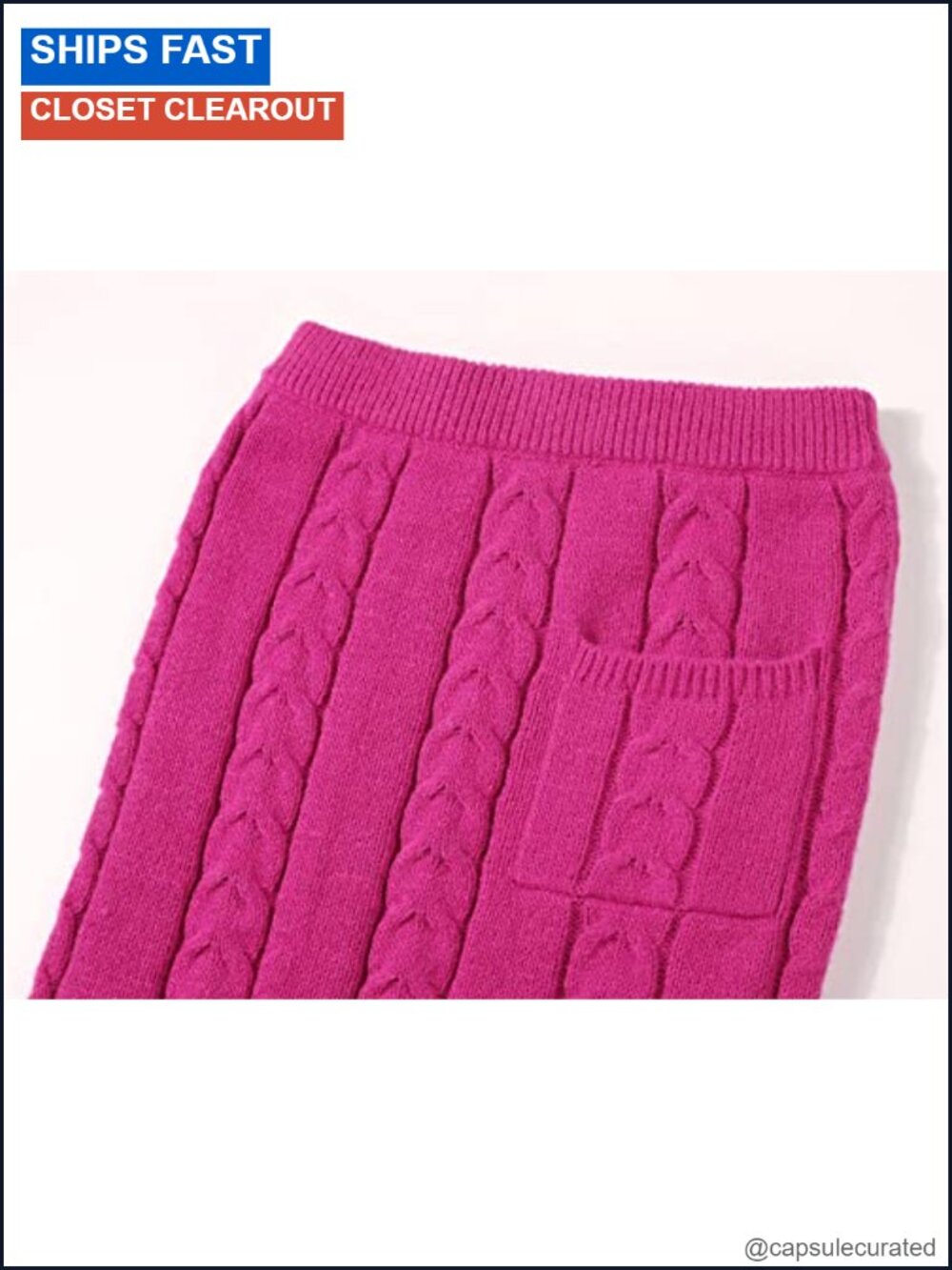 Chunky Cable Knit Sweater Skirt Set 2 Piece Oversized Midi Outfit - Picture 4 of 6